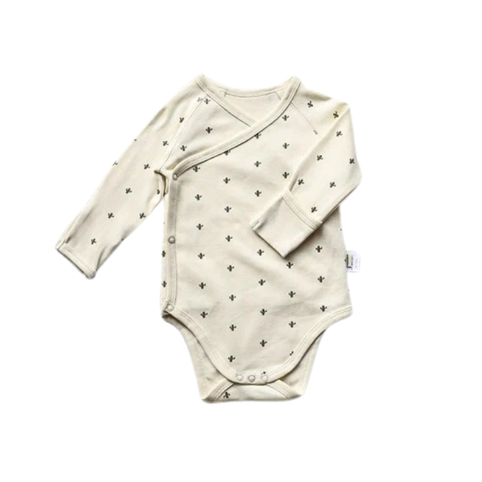 Moon Printed baby long sleeve bodysuit in a white background