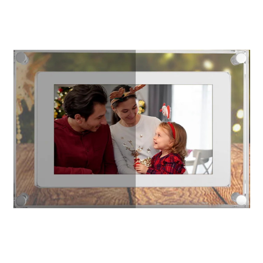 Acrylic Digital Photo Frame In a White Background