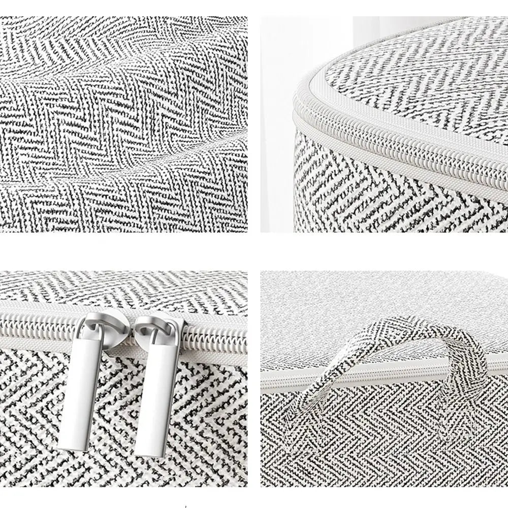 A Collage of 4 close up Photo of Non-woven Storage Bag Organizer With Lid