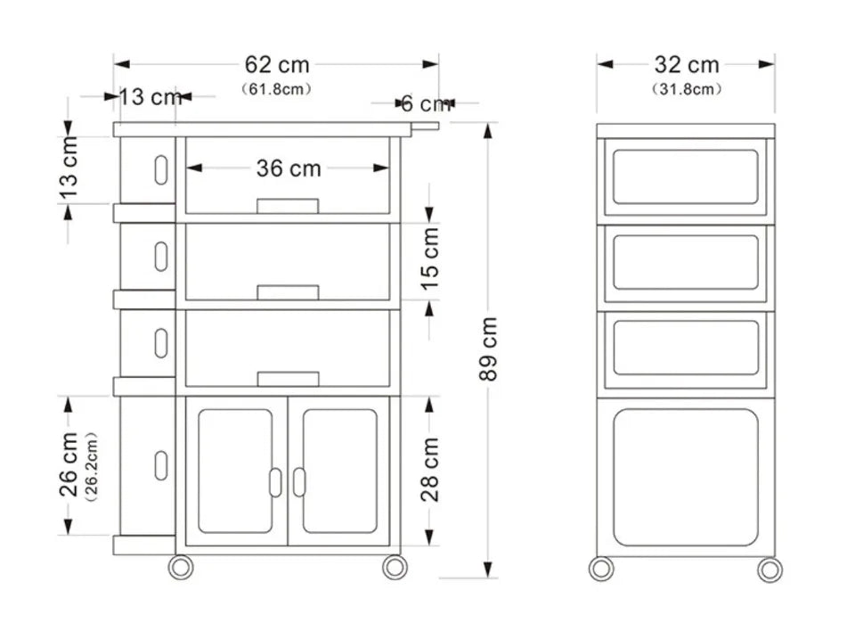 Baby Storage Rack Folding Trolley Size Dimensions