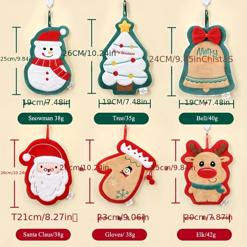 Four Christmas Themed Hanging Towel With Their Respective Dimensions