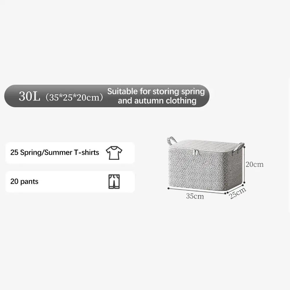 Non-woven Storage Bag Organizer With Lid With Text " 30L (35*25*20cm) Suitable for storing spring and autumn clothing"