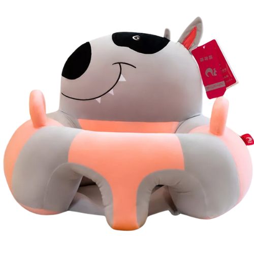 Pink, Gray, And Black Husky Sofa Plush Chair Cover In A White Background