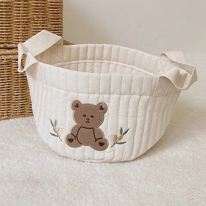 Small Baby Diaper Bag Caddy Organizer With Bear Design In A Lifestyle Background