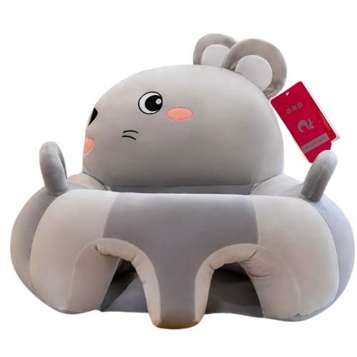 Gray Mouse Baby Sofa Plush Chair Cover In A White Background