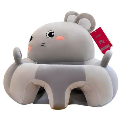 Gray Mouse Baby Sofa Plush Chair Cover In A White Background