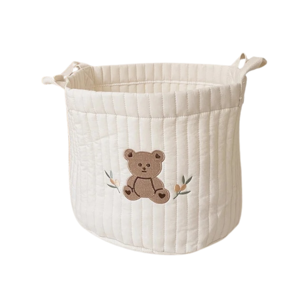 Large Baby Diaper Bag Caddy Organizer With Bear Design In A White Background