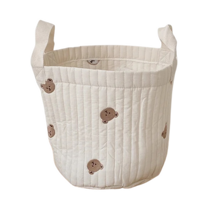 Large Baby Diaper Bag Caddy Organizer With Bear Design In A White Background
