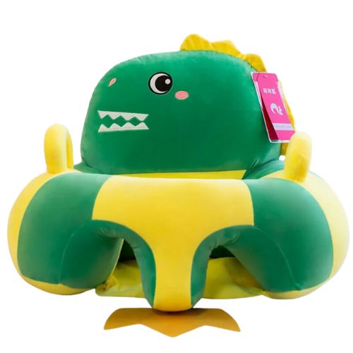 Green And Yellow Dinosaur Sofa Plush Chair Cover In A White Background