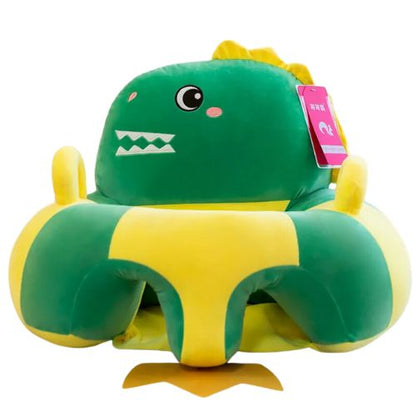 Green And Yellow Dinosaur Sofa Plush Chair Cover In A White Background