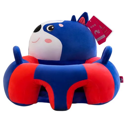 Blue And Red Dog Baby Sofa Plush Chair Cover In A White Background