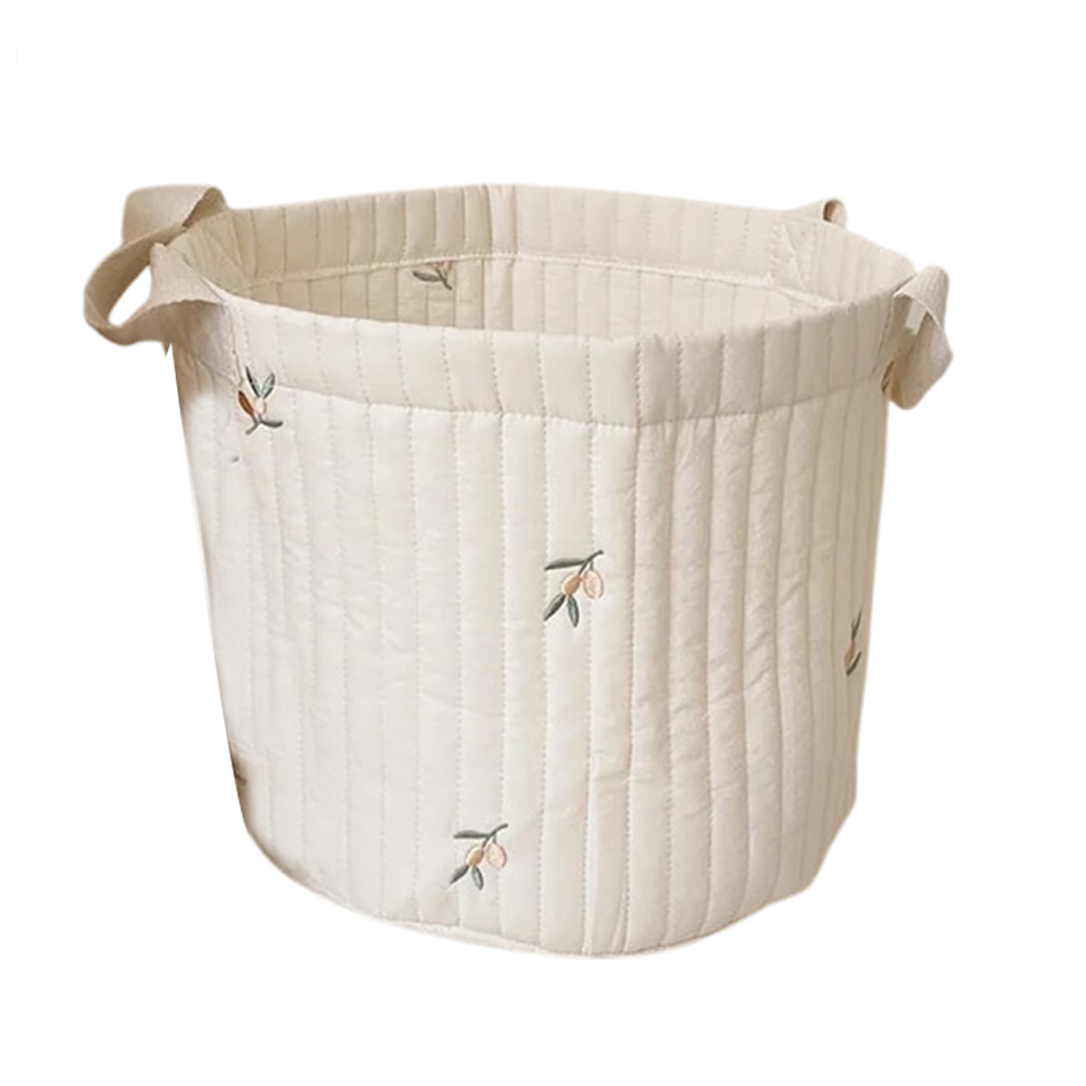 Large Baby Diaper Bag Caddy Organizer With Olive Design In A White Background