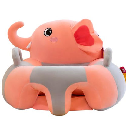 Peach and Gray Elephant Sofa Plush Chair Cover In A White Background