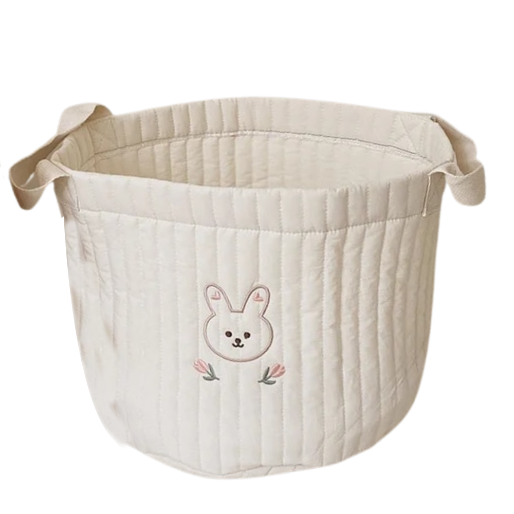 Large Baby Diaper Bag Caddy Organizer With Rabbit Design In A White Background