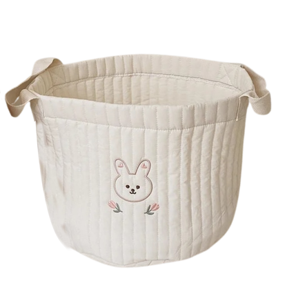 Large Baby Diaper Bag Caddy Organizer With Rabbit Design In A White Background