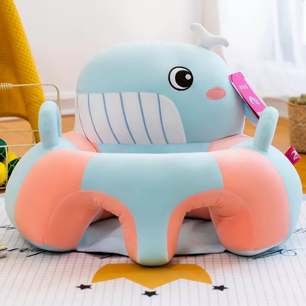 Blue And Pink Whale Baby Sofa Plush Chair Cover In A Living Room Background