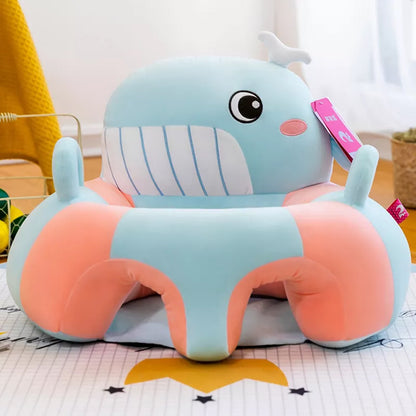 Blue And Pink Whale Baby Sofa Plush Chair Cover In A Living Room Background