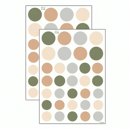 Two Sheets Of Nursery Wall Sticker Polka Dots With Different Colors In A White Background