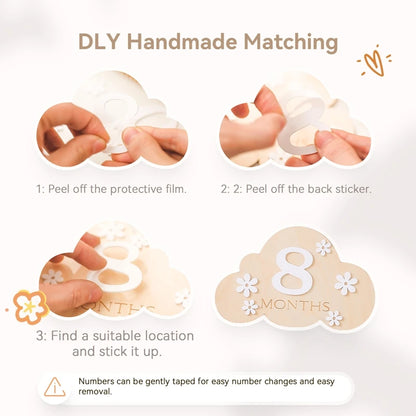 Instruction on how to put the number cutouts in the wooden milestone card