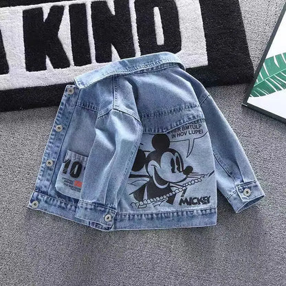 Mickey Mouse Printed Toddler Blue Denim Jacket Showcasing Back Design