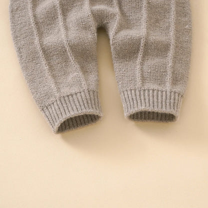 Dark Khaki Baby Knitted Romper's Bottom Cuffs