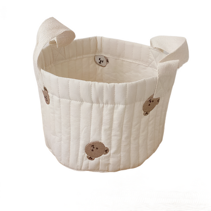 Small Baby Diaper Bag Caddy Organizer With Bear Design In A White Background