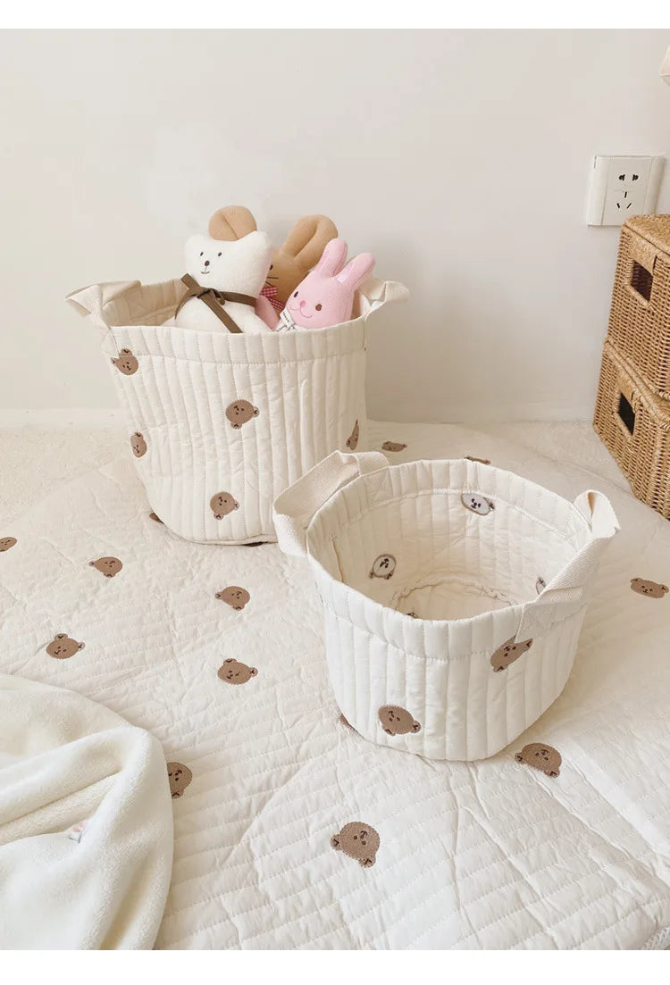 Two Baby Diaper Bag Caddy Organizer With Bear Design With Stuffed Toys Inside