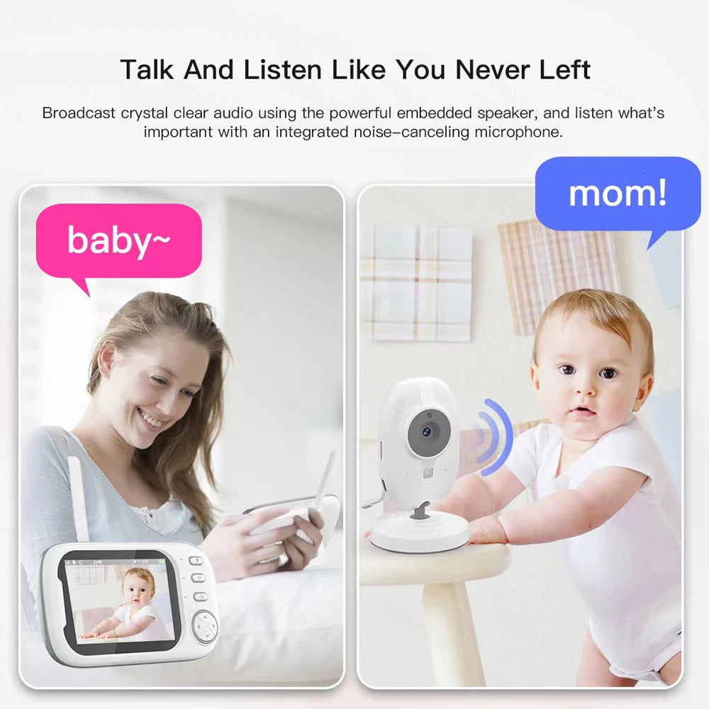 Mom and Baby Talking on a Baby Security Camera 