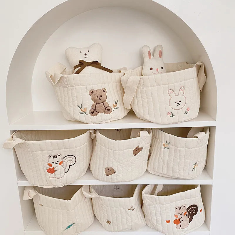 Eight Baby Diaper Bag Caddy Organizer With Different Design On A Shelf