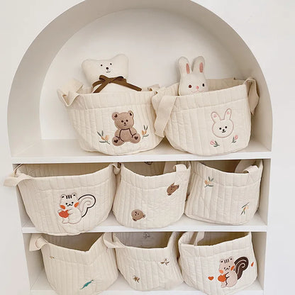 Eight Baby Diaper Bag Caddy Organizer With Different Design On A Shelf