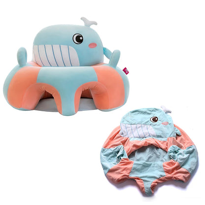 Assembled Baby Sofa Plush Chair With Whale Design Cover And Baby Sofa Plush Chair Cover (only plush shell cover, without inside filling sponge cotton) In A White Background