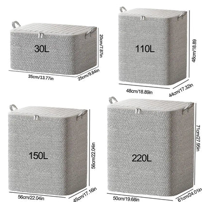 Four Non-woven Storage Bag Organizer With Lids With Sizes And Dimensions "30L, 110L, 150L, 220L"