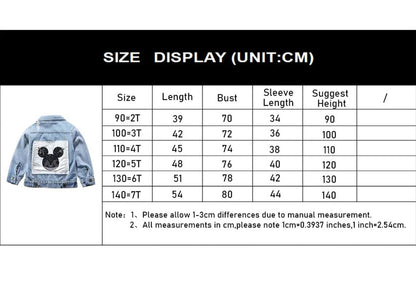 Mickey Mouse Toddler Denim Jacket Size Chart